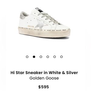 Golden Goose Hi Star Sneaker in White & Silver